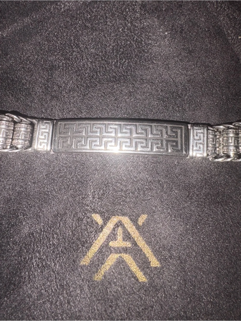 Sterling Silver Greek Key Men's Bracelet - Silver